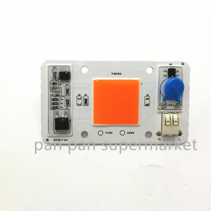 COB светодиодный чип 50 Вт Светодиодный лампа COB 110 В 220 в умный IC драйвер полный спектр