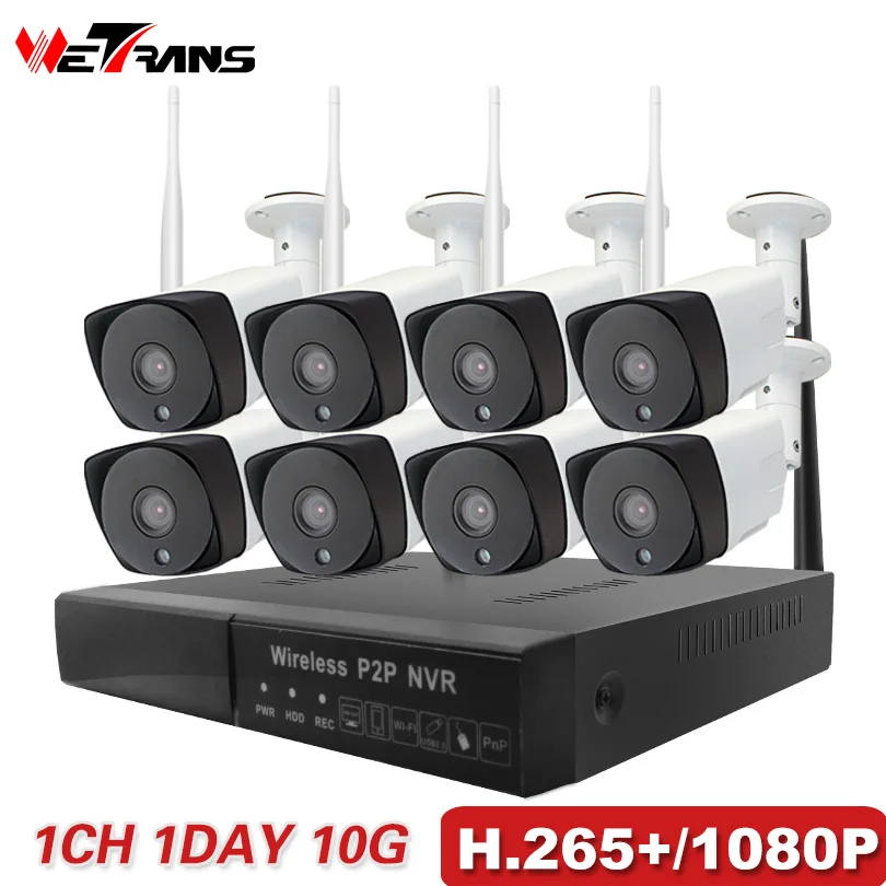 

Security Camera System 8CH Wireless 1080P HD H.265+ Waterproof Camera Set P2P Wi-fi CCTV Kit Home Surveillance Video System