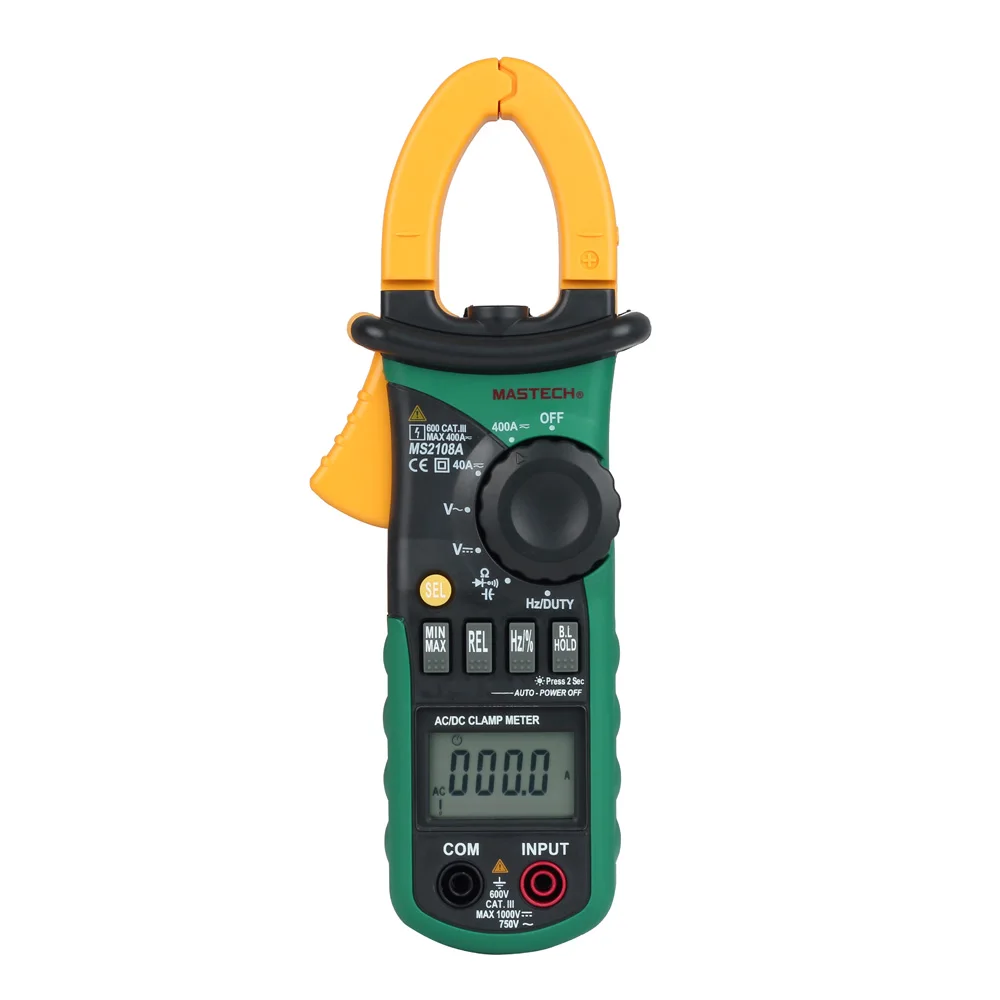 

MS2108A Automatic Range Digital Clamp Meter AC/DC Current with Flashlight Lighting Backlight 400A/600A clamp ammeter