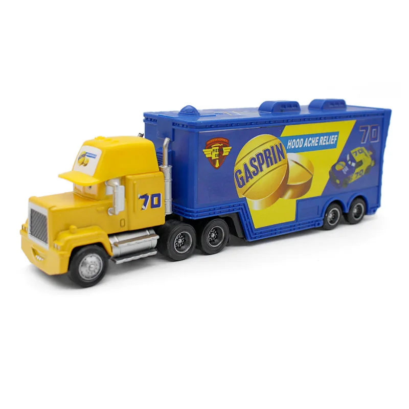 Disney Pixar Cars Lightning McQueen 2 шт. No.70 GASPRIN Mack Truck & Racer Литые металлические легированные