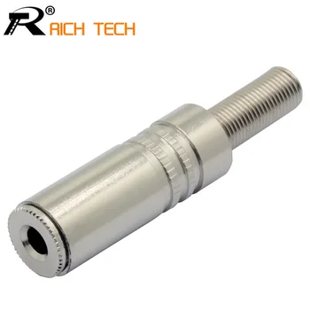 

3pcs Wire Connector Metal 3.5mm Jack Stereo Inline Socket Solder Connector Fits 4.5mm Cable Audio Jack 3.5