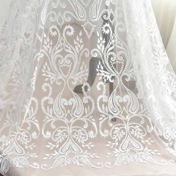 

Wholesale 3 yards ivory color cheap price good quality lady gowns laces 2018 Chinese new embroidery design hot selling!