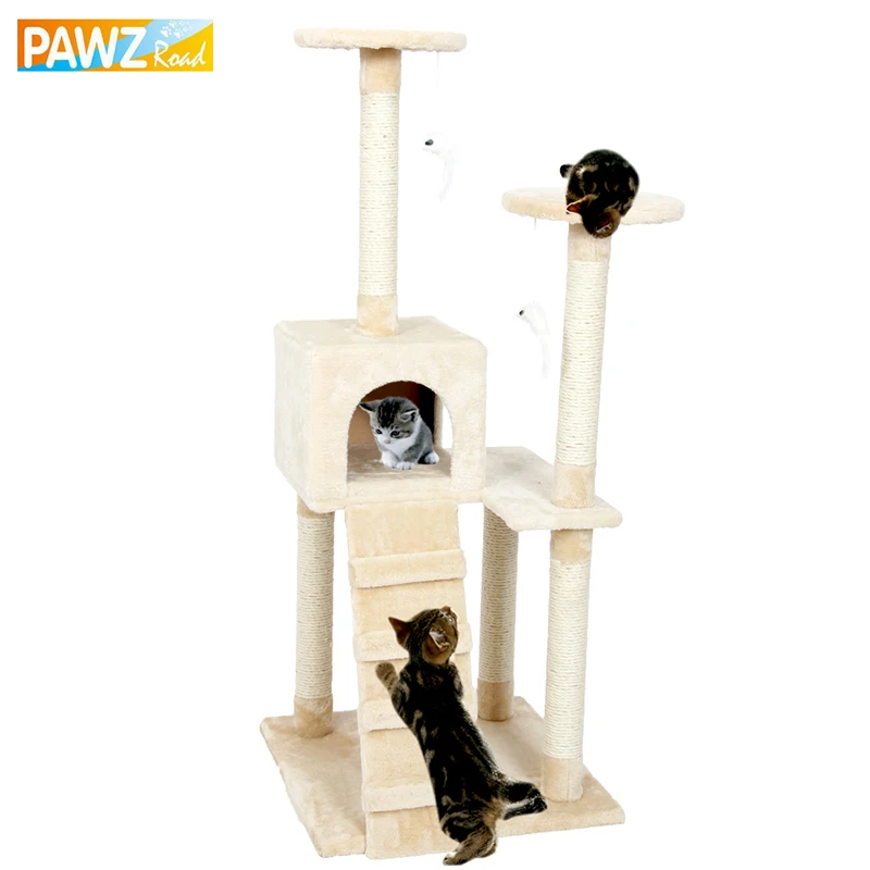 

Fast Delivery H129 Cat Climbing Tree Cat Fun Scratching Solid Wood Cats Climb Frame Good Quality Pet Supplies 3 Colors