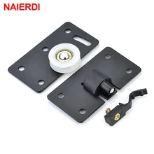 NAIERDI Black Sliding Door Rollers Wardrobe Nylon Pulley Hanging Wheel Cabinet Concave Caster For Furniture Hardware whism 8 pcs lot stainless steel sliding door wheel cabinet nylon wheels hanging wheel parts door rollers door hardware