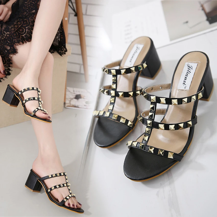 

2019 Gladiator Women Sandals High Heels Sandals Spring/Summer Black/Apricot/White Female Shoes Casual Lady Shoes Woman Footwear