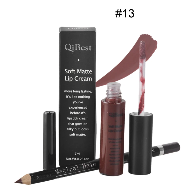 1 комплект, набор для макияжа, 1 цвет, блеск для губ+ 1 цветной карандаш Qibest, 16 комплектов,, бренд Qibest, высокое качество, quilty