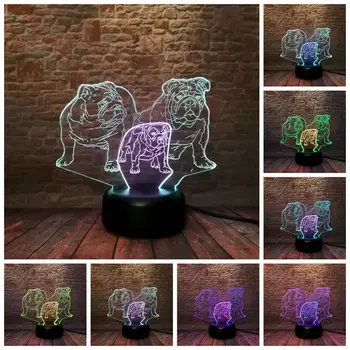 

Bulldog Animal Figure Model 3D Illusion NightLight LED 7 Colors Mixed Changing Light Luminous Toys