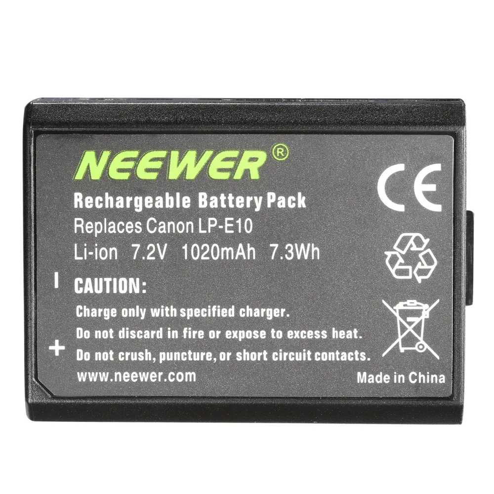 Neewer Вертикальная Батарейная ручка и 2-Pack 1020mAh LP-E10 литий-ионная аккумуляторная батарея комплект для Canon EOS 1100D/1200D/1300D/Rebel T3