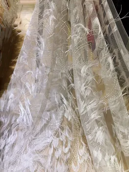 

Super quality embroidered tulle lace fabric SYJ-122914 with feather Nigerian french tulle lace fabric