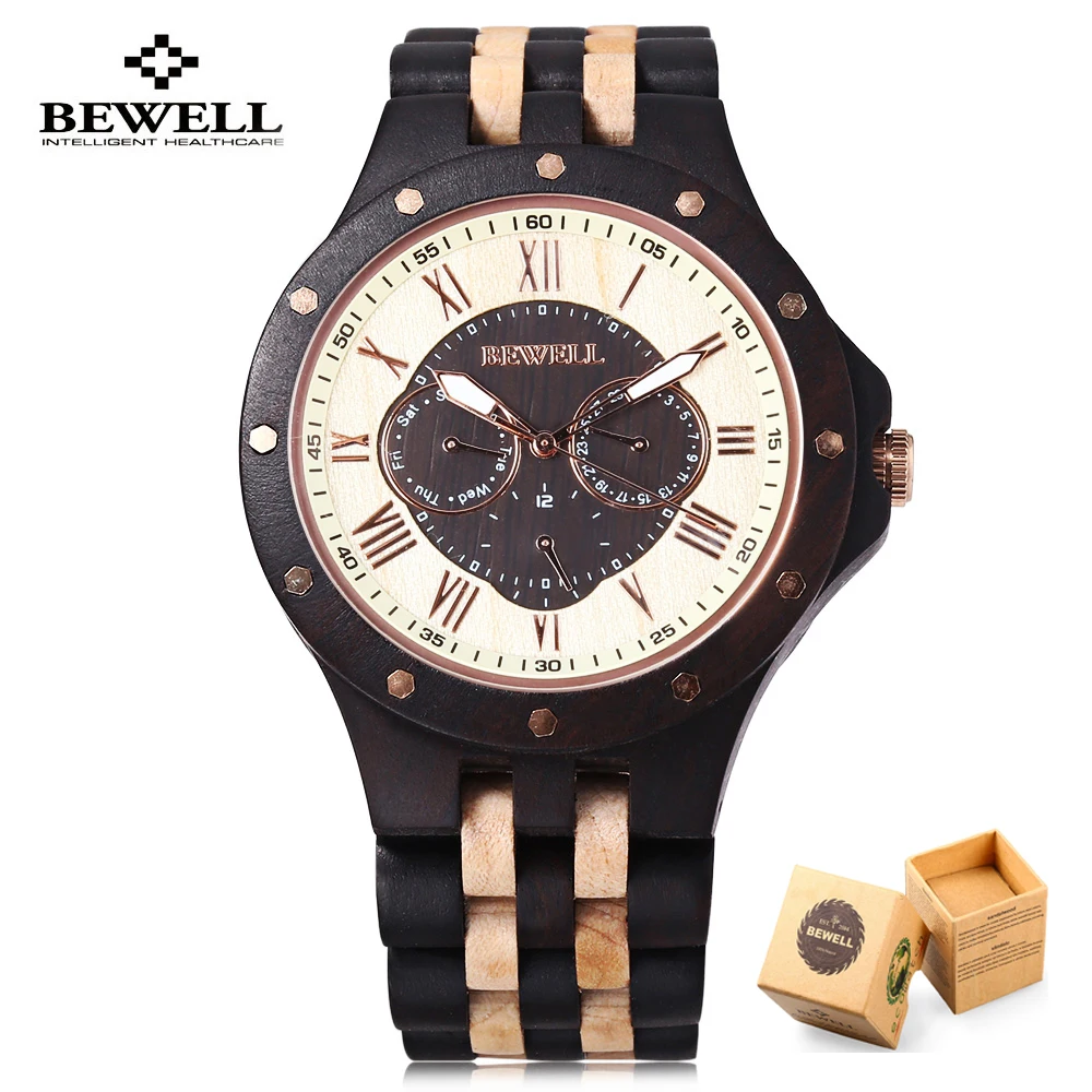 

New Fashion Wooden Men Watch Luxury Brand Bewell Quartz Watches Casual Sport Business Wirstwatch Relogio Masculino Best Gift