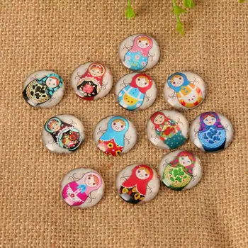 

cute doll Round Flatback Glass mosaic Dome Cabochons Gems for Jewelry Making Handcrafts