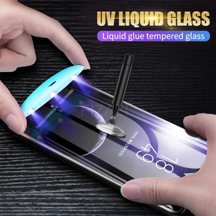 

UV Liquid 3D Curved Full Glue Tempered Glass for Samsung Galaxy S8 S9 S10 Plus Note 8 9 S10E Screen Protector Full Cover Film