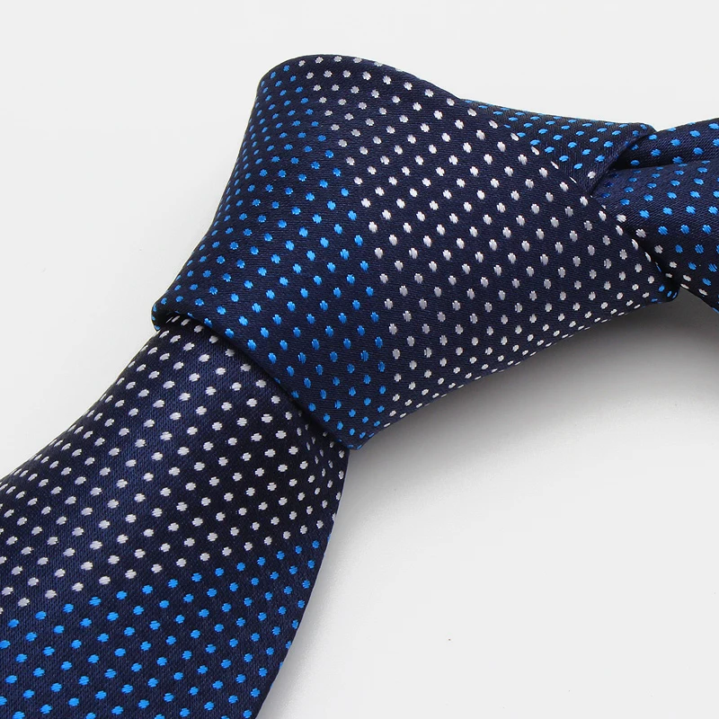 Мода для девочек; голубое точка жаккарда ткань Галстуки для Для мужчин 7 см Стандартный Галстук Свадебная вечеринка Для Мужчин's Бизнес галстуки с Роскошная подарочная коробка