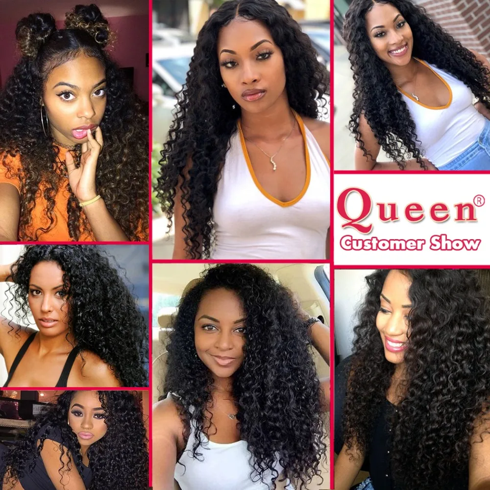 Queen Products Brazilian Deep Wave 13*4 Lace Frontal Closure 100% Remy Human Hair Frontal Bleached Knots Can Buy With Bundles