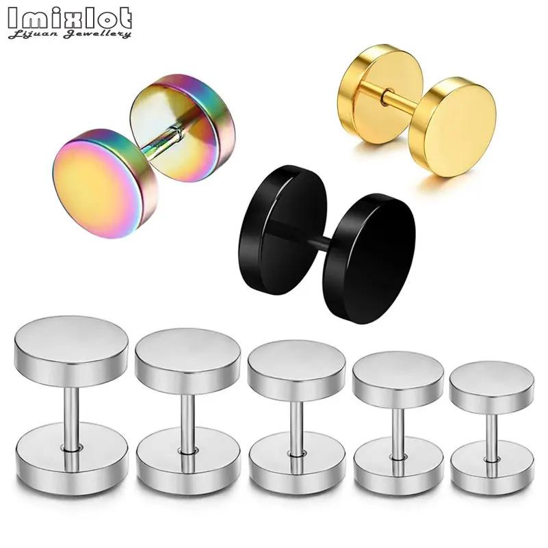 2Pcs Stainless Steel Fake Ear Plugs Tunnels Ear Piercing Screw Plugs