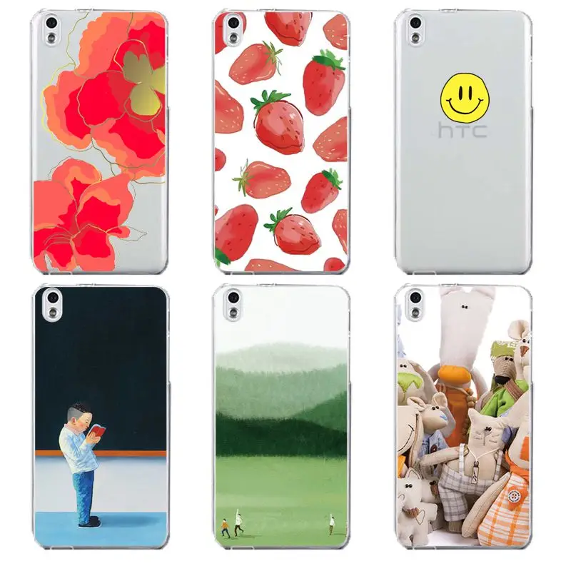 Strawberry Soft Clear TPU Phone Case For HTC D820 M8 M9 A9 Smile Face Printed Flora Cat Silicone Coque Funda Cover Free Shipping | Мобильные