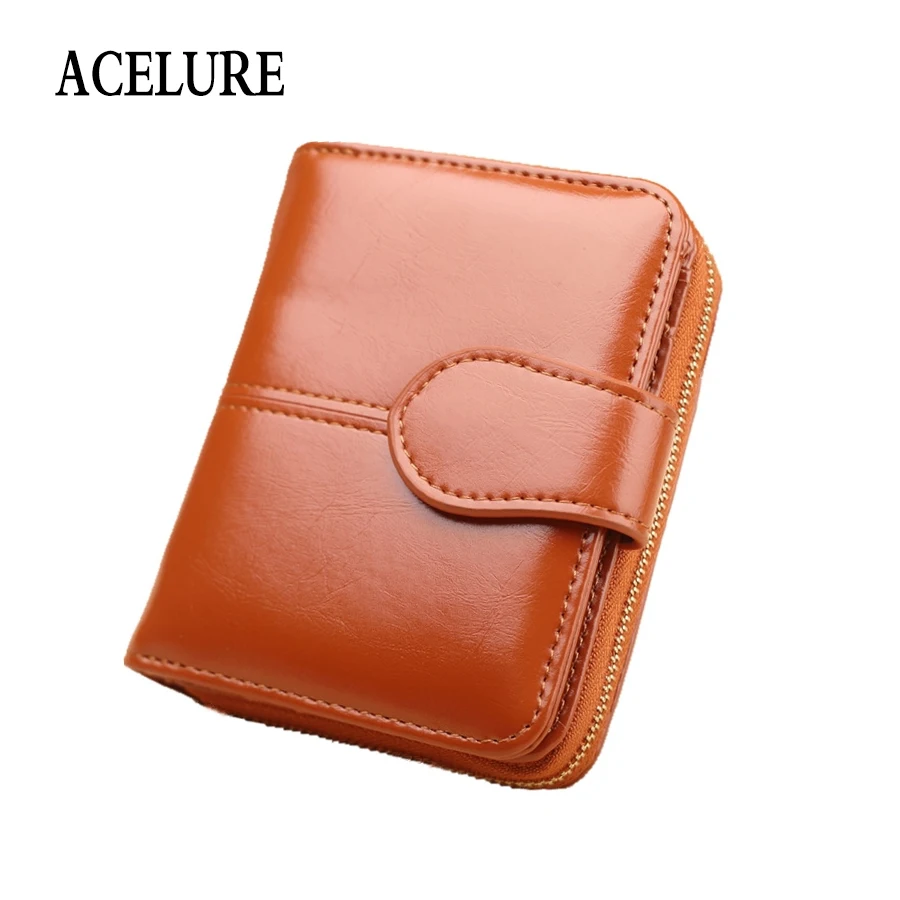 

ACELURE New Hot Sale Women Clutch Wallet Split Leather Wallets Female Short Wallet Women Zipper Purse Strap Coin Purse bolsos