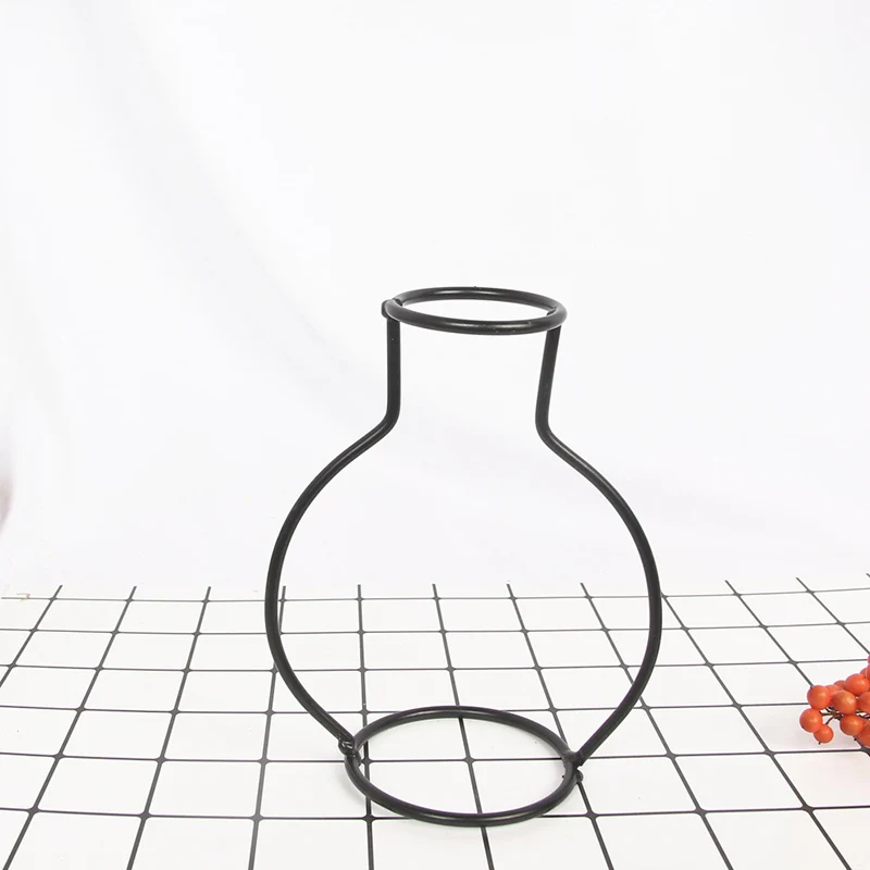 Креативная ваза абстрактные черные линии минималистичный гидропонный завод железный цветочный горшок сушеные Цветочные стеллажи для вазы скандинавские цветочные украшения - Цвет: B