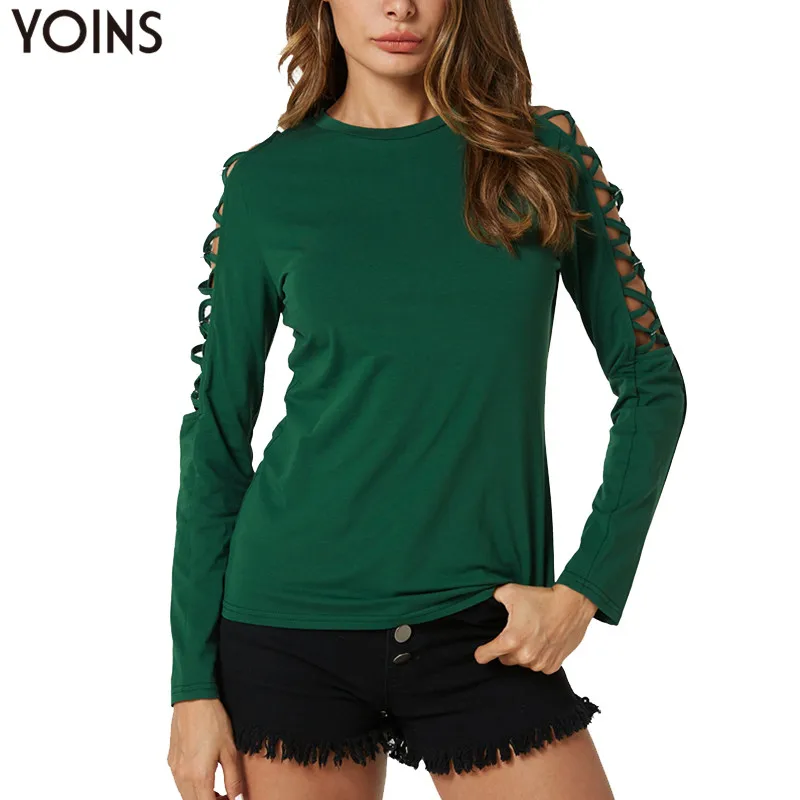 

2019 Spring Autumn Sexy Hollow Out Top Women Casual Solid Loose Round Neck Long Sleeve Pullover Shirts Blusas Femininas