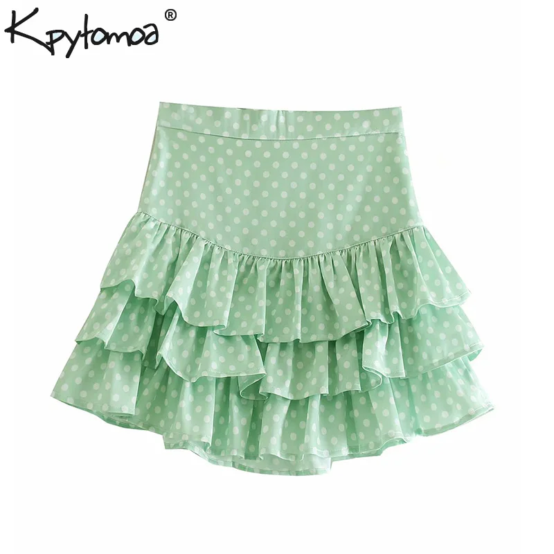 

Vintage Chic Polka Dot Ruffles Mini Skirt Women 2019 Fashion A Line Back Zipper Ladies Skirts Casual Faldas Mujer