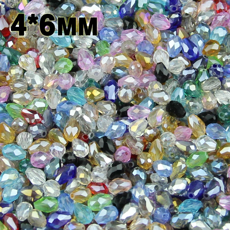 

NEW Top quality 4*6mm 100pcs AAA Water droplet pear shaped Austrian crystals loose beads ball supply bracelet Jewelry Making DIY