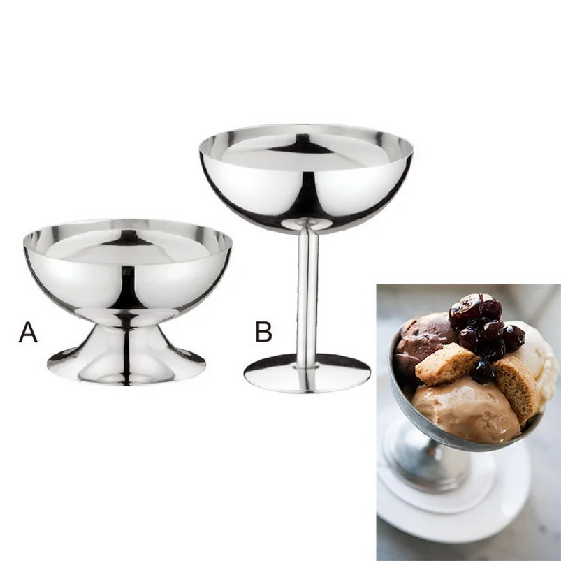 Short Ice Cream Cup Stainless Steel Ice Cream Cups Serving Dessert Dish Bowls for Salad Fruit Pudding Stainless Cream Cup 