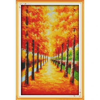 

Everlasting Love Golden Autumn (6) Chinese Cross Stitch Kits Ecological Cotton Clear Printed 14 11CT DIY Christmas Decorations