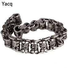 YACQ мужской браслет из нержавеющей стали с драконом 316L Байкер тяжелый панк рок ювелирные изделия подарок для Него папа Серебряный тон 8," GB312 Прямая поставка