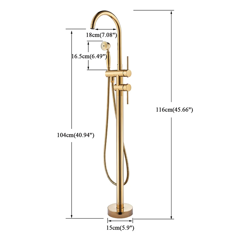Роскошный Золотой напольный кран для ванны раковины с одной ручкой для душа и ванной набор отдельно стоящая Ванна Смеситель кран с Handshower