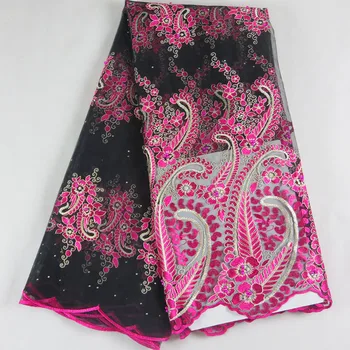 

Best Selling Swiss voile laces African Lace Fabric 2018 fuchsia Nigerian French Fabric High Quality red Tulle cord Lace Fabric