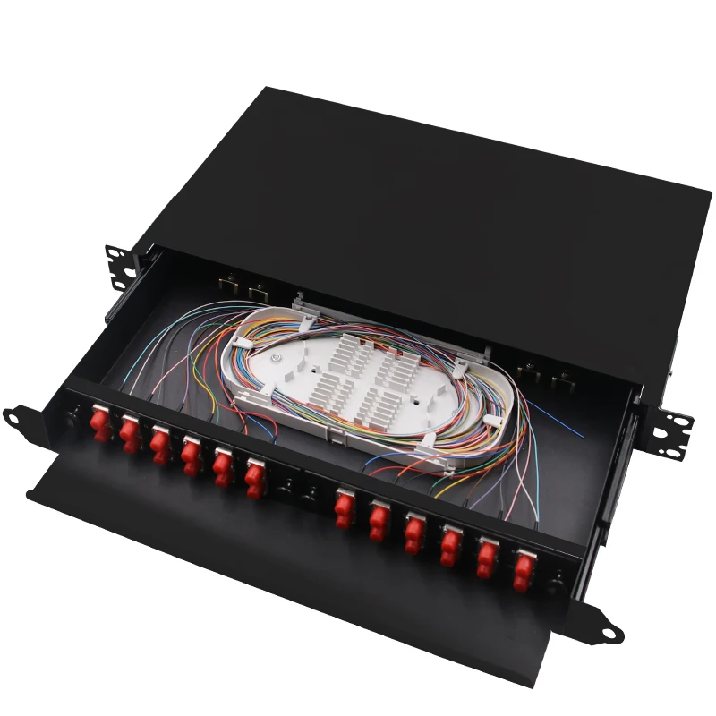 

Rack Mount fiber termination box patch panel optical distribution frame ODF for FC 24 core pigtail Pull-out terminal box