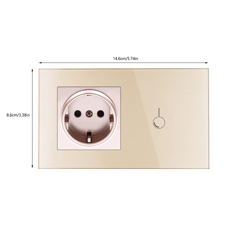 Стандарт ЕС, настенный выключатель, розетка 1/2, 1 способ, настенный светильник, сенсорный выключатель, закаленное стекло, панельный светильник, сенсорный выключатель, розетка