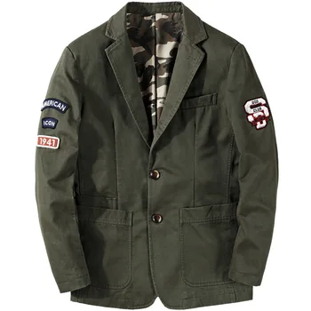 

New Men's Blazer Coat Male Cotton Suit Military Jacket 4XL Slim Fat Casual Blazer Men Brand Clothing Outwear BY1910