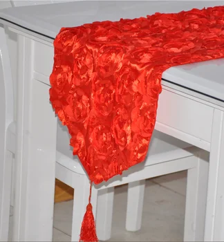 

Red wedding theme stereo rose table mats wedding room table runner bed flag free shipping