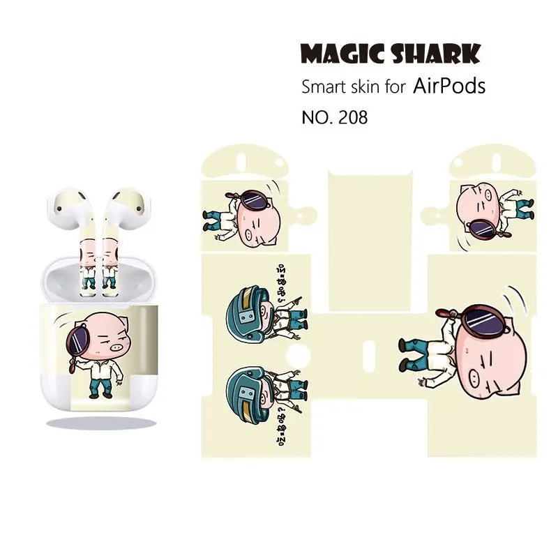 

Magic Shark Cute Cartoon Emoji Full Wrap Case Cover Skin Film for Apple Airpods Earphone New Arrival 206-215