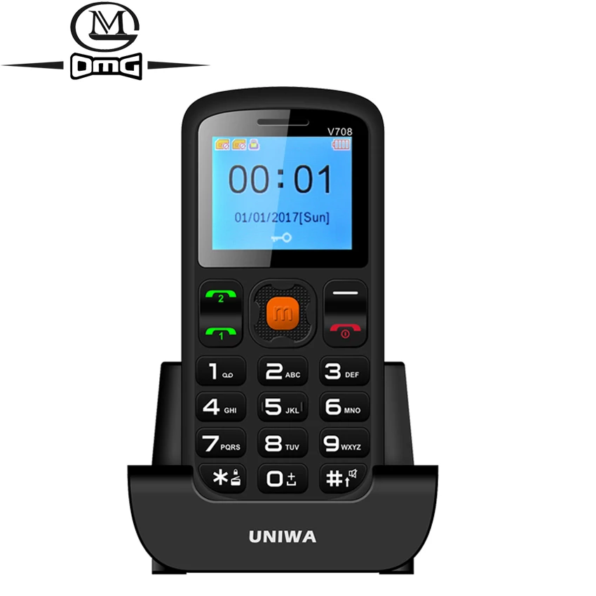 

Uniwa V708 Russian keyboard Mobile phone Big keyboard SOS FM flashlight 1.77" Old man Telephones Dual sim Unlock cell phones