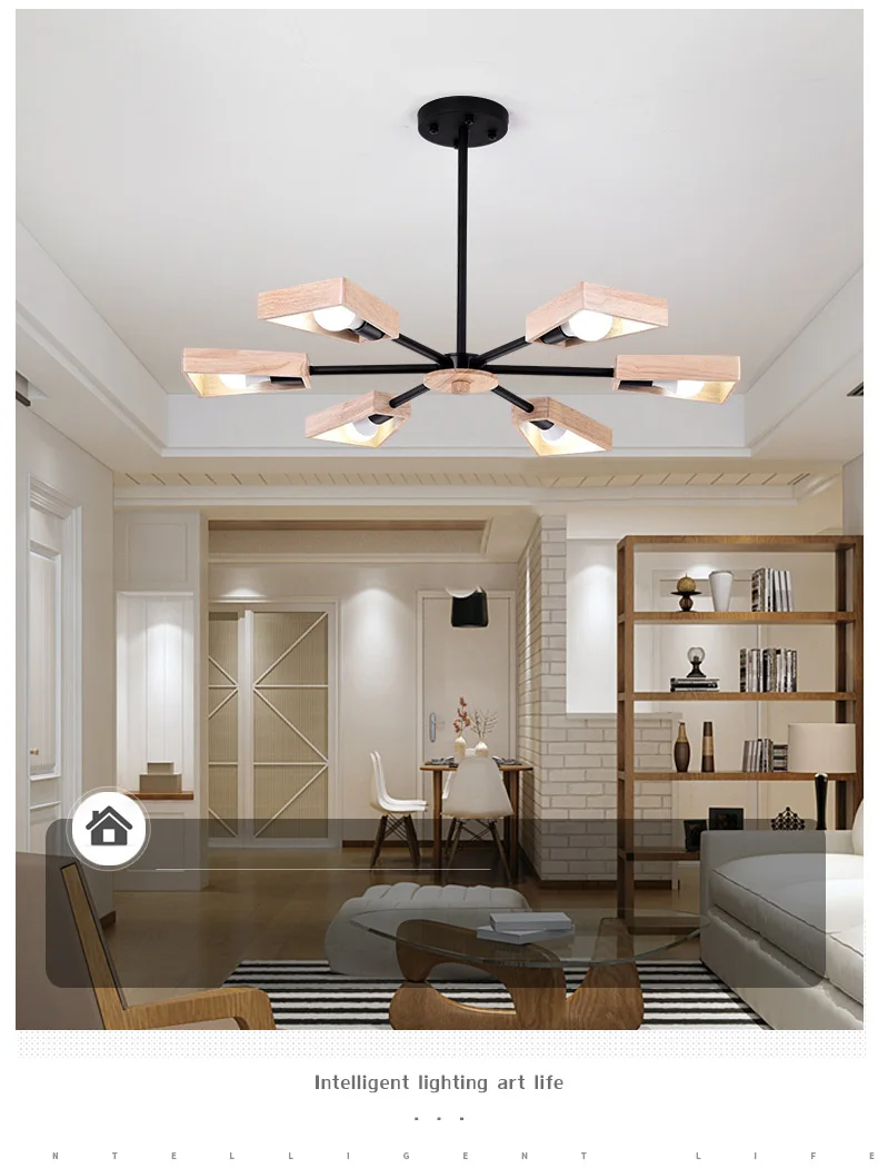 Vintage  Chandeliers Led Lustre Chandelier Ceiling For Living Room Kitchen Black Suspended E27 Hanging Lamp 5