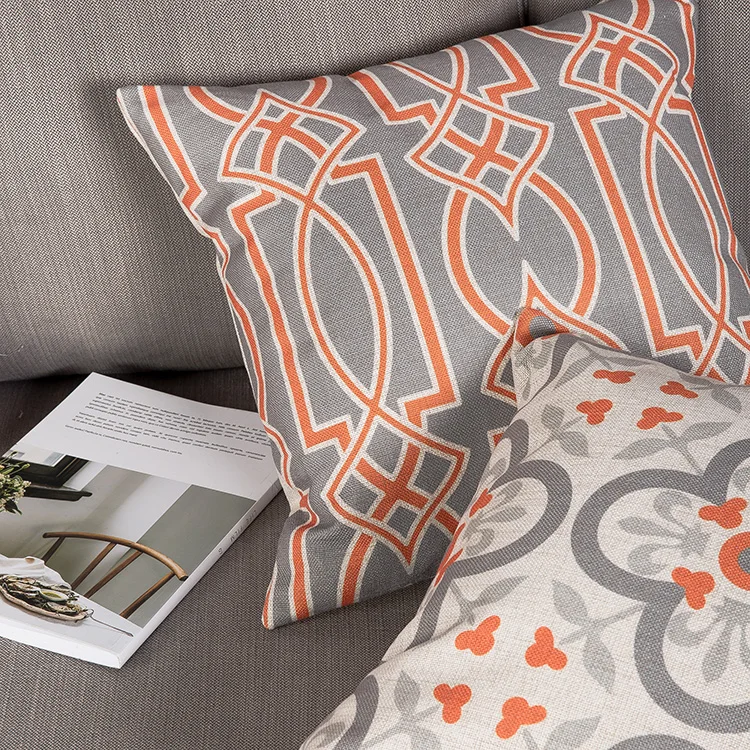 Декоративные подушки оранжевая Подушка Чехол домашний декор геометрический льняной чехол цветок серый подушка из льняного полотна подушка для дивана