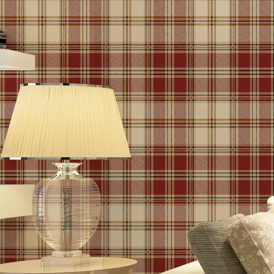 England grid wallpaper British American pastoral Scottish plaid non