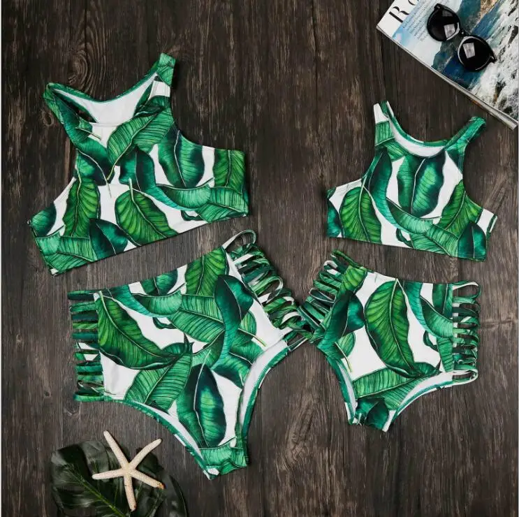 

mother and daughter swimwear family look mommy and me swimsuits highwaist bikini matching clothes outfits mom daughter dresses