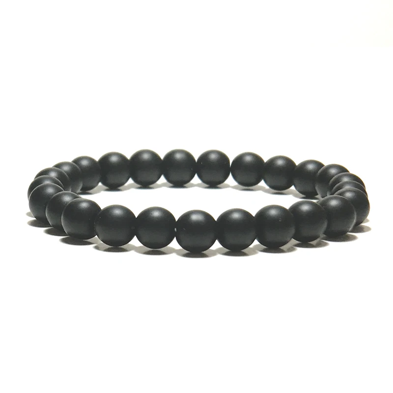 Noter Natural Matte Bracelet Stone Men 4mm 6mm 8mm 10mm 12mm Round Onyx Beaded Braslet Male Accessories Pulseira Husband Gift