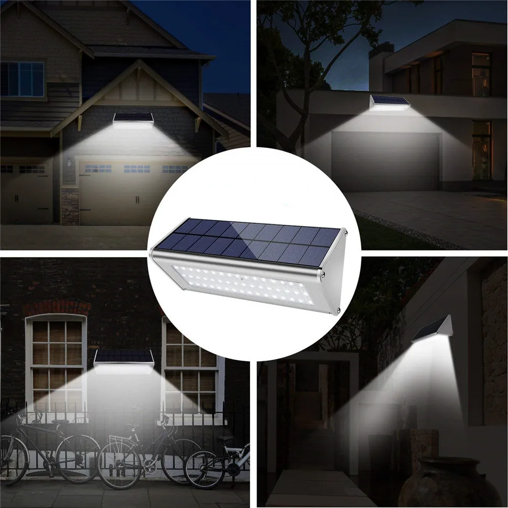 Hot 48LED Solar Radar Motion Sensor 700lm Aluminum Outdoor LED Lamp Garden Home Corridor Path Door Wall Light Waterproof | Лампы и