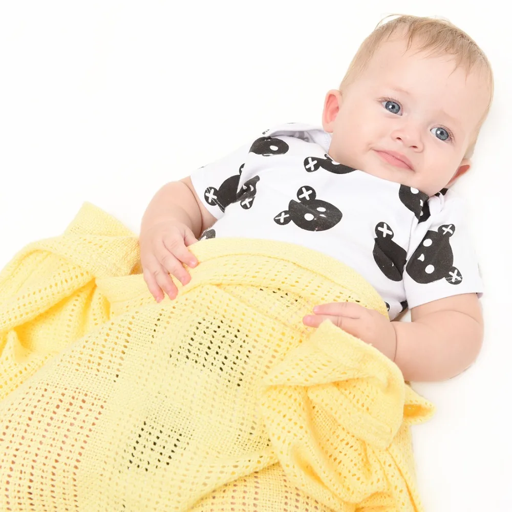 Niuniu Daddy Cotton Crochet Newborn Baby Blankets Super Soft Summer Candy Color Prop Crib Casual Sleeping Bed Supplies Hole Wrap