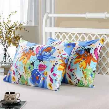 

2PCS 16 Momme Print Silk Pillowcase 100% Nature Mulberry Silk Pillow Case Cover with Hidden Zipper Healthy Soft Satin Pillowcase