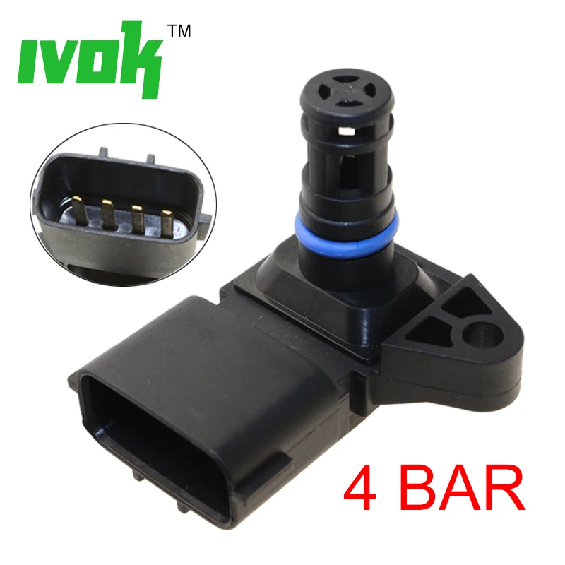 

4 BAR MAP Manifold Pressure Sensor For Peugeot KIA Citroen Hyundai 80018383 5WK96841 2045431 5WY2833A Use CNG Engine