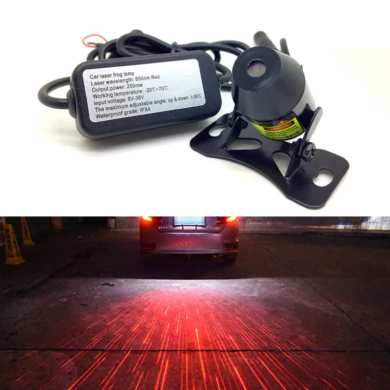 

Car styling Current Laser Decorative Brake Fog Projection Warning Anti-Collision Driving Safety Signal Rear LED Lamps Lights