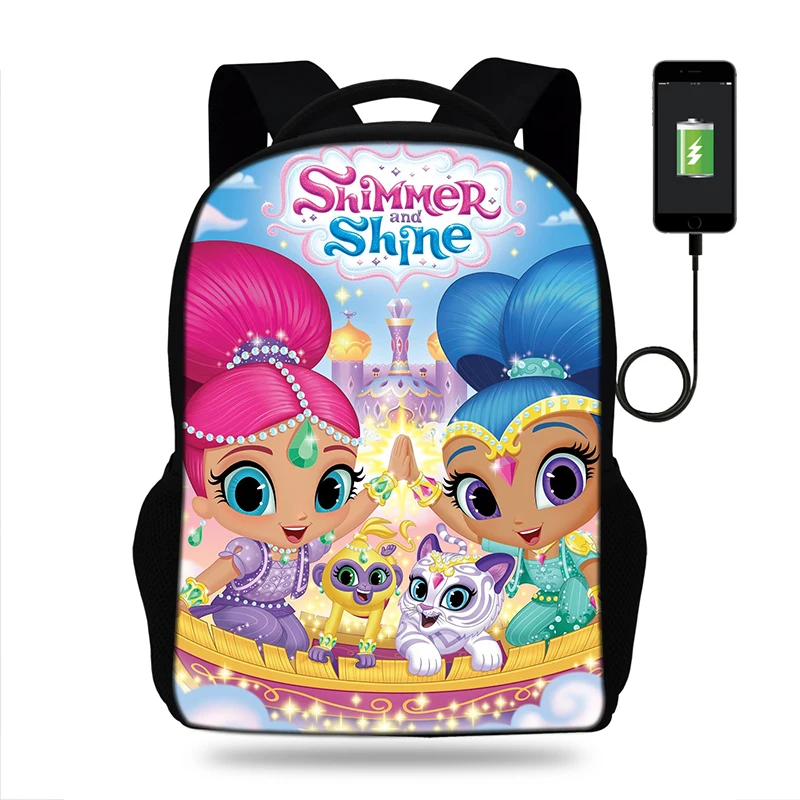 

Cartoon Shimmer and Shine School Bags children backpacks For Teenagers girls Lightweight school bags orthopedics schoolbags