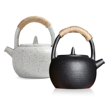 

200ml Japanese Style Teapot With Handle Handmade Hemp Rope Black Tea Teapot