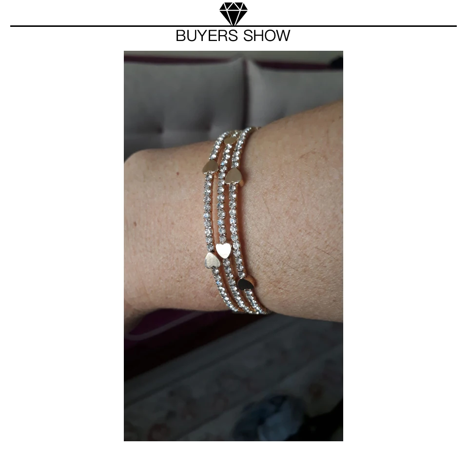 Новинка, Модный Элегантный женский браслет, 3 ряда, браслет, браслет с кристаллами, каффы, шикарные женские подарочные браслеты и браслеты, B020