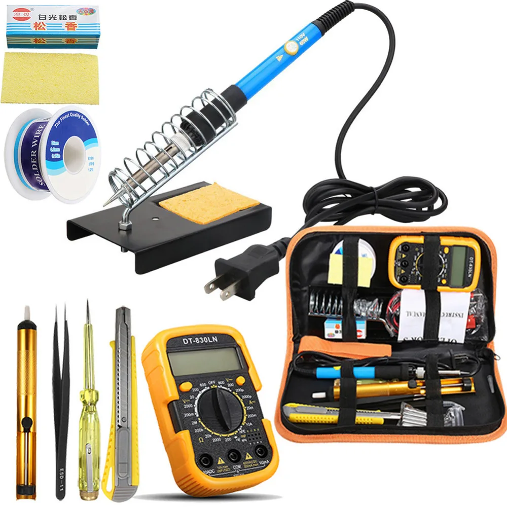 

Soldering Iron kit 110V 220V 60W Temperature Electric Soldering Iron Kit With Multimeter Desoldeirng Pump Welding Tool